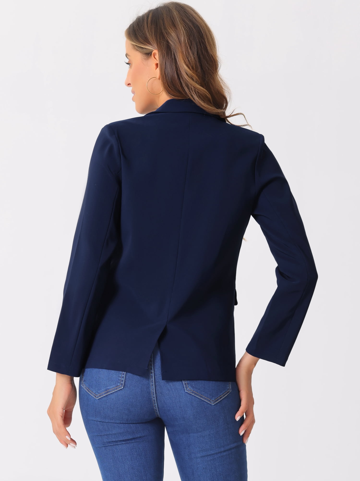 DARING DIVA Double Breasted Work Office Blazer M Navy Blue