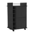 thumbnail image 4 of Black Rolling Bar Cart with Glass Door, 2 Shelves & Liquor Cubbies - Spacious Top Surface, Locking Casters - Mobile Serving Trolley for Home Bar, Kitchen, Dining Room, Party - 16.3" x 21.6" x 35", 4 of 8