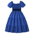 thumbnail image 2 of Weebloom Flower Girl Dresses Birthday Wedding Summer Square Collar Short Sleeve A Line Dress Formal Party Blue Girls Dresses, 2 of 9