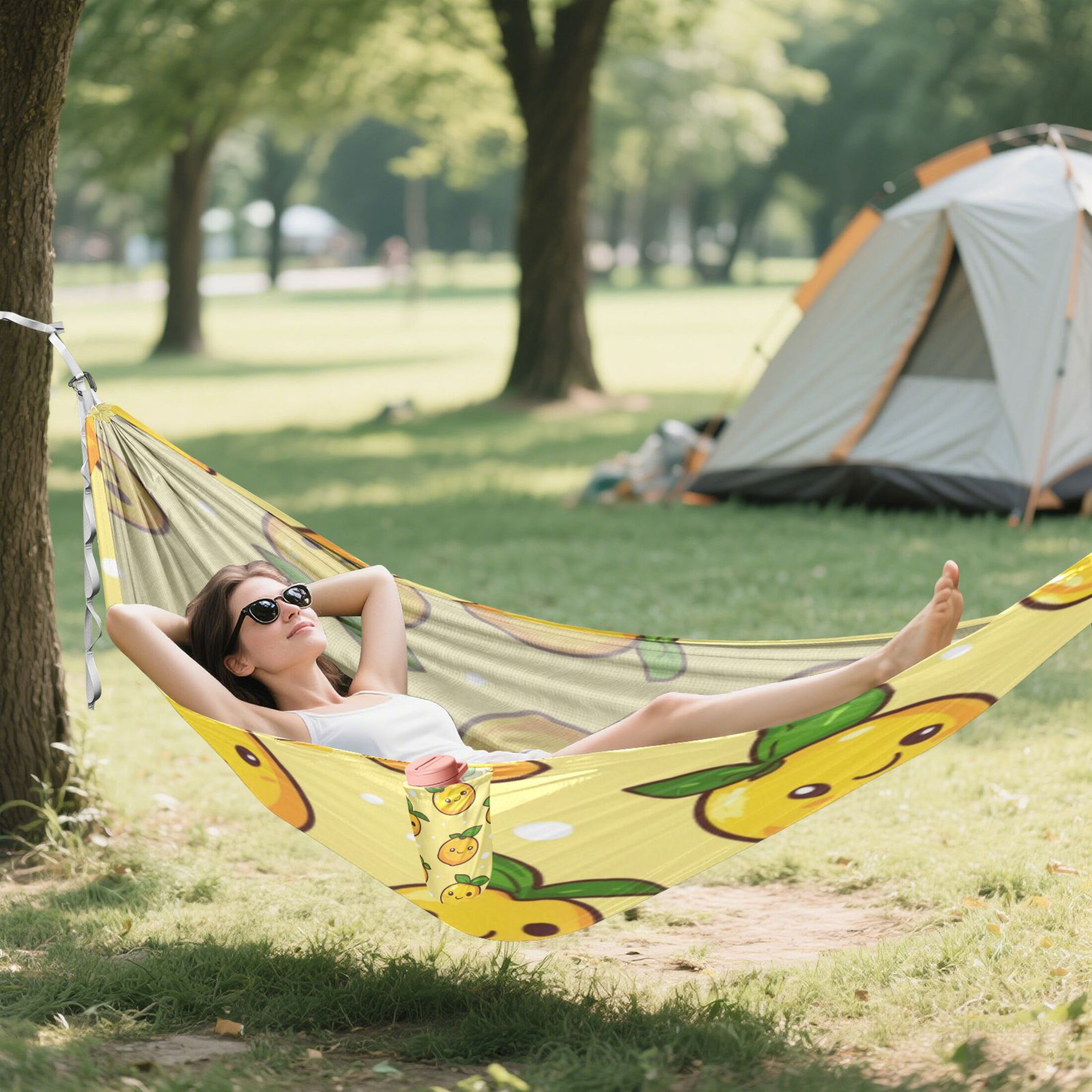 Hammock Camping Hammock Nylon Portable Hammock Travel Camping Hammock Cartoon Smile Lemon
