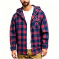 thumbnail image 5 of LEKWK Men's Hooded Flannel Shirt Jacket Plaid Button Down Shacket with Chest Pocket, Long Sleeve Casual Layering Top for Outdoor Work Camping Travel Daily Wear Purple XXL, 5 of 6