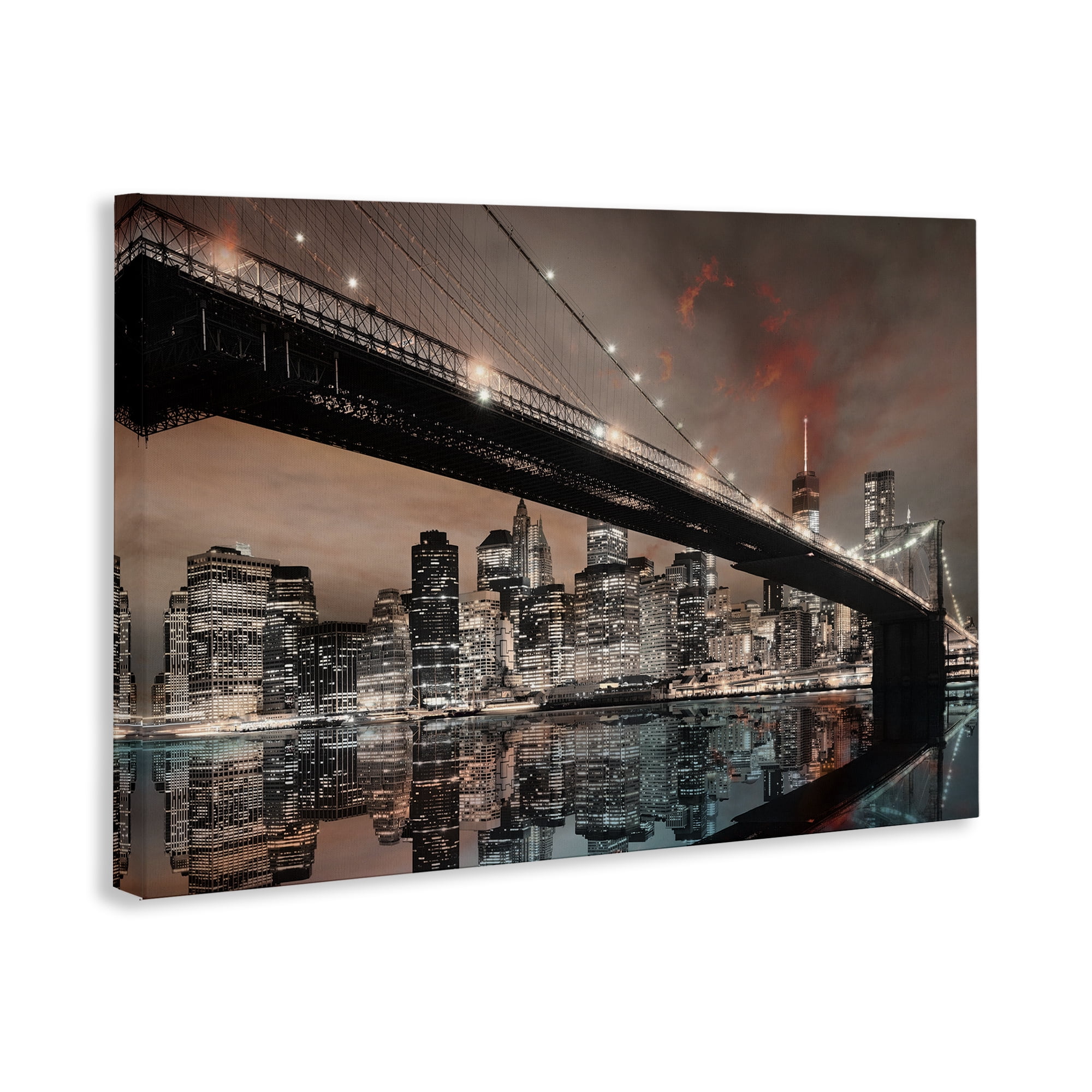 Stupell Industries Bridge Cityscape View Scenery Photography Gallery Wrapped Canvas Art Print Wall Art, 30 x 20