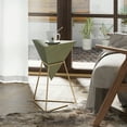 thumbnail image 4 of COZAYH Modern Geometric End Table with Wooden Top and Golden Metal Base, Unique Pyramid Side Table Plant Stand for Office, Living Room, Bedroom, Triangle (Green), 4 of 9