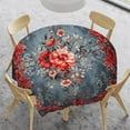 thumbnail image 5 of Square Tablecloth 52x52 inch Red Blue Vintage Retro Boho Flower Floral Waterproof Polyester Table Cloth Washable Wrinkle Resistant Fabric Table Cover for Kitchen Dining, Buffet, Party, Wedding, 5 of 6