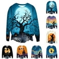 thumbnail image 2 of adviicd Women's Halloween Funny Ghost Pumpkin Print Sweatshirt, Spooky Season Graphic Crewneck Vintage Sweatshirts （Yellow， M）, 2 of 9