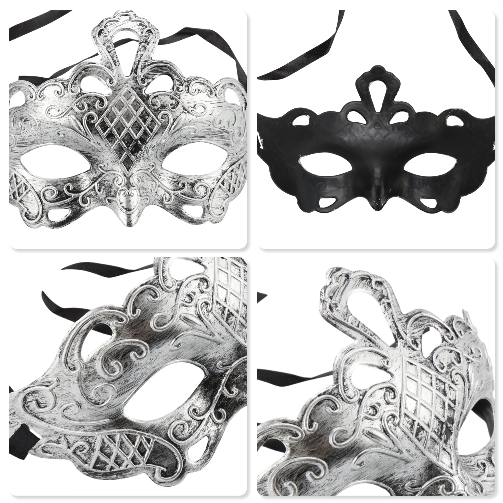 Unique Bargains Elegant Half Face Party Mask 1 Pcs Silver Pattern 7