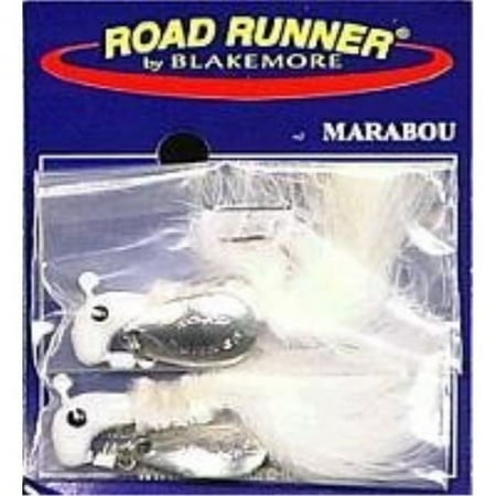 UPC: 0020801043655 | Blakemore B2-1004-001 Road Runner Walleye Fishing Jigheads Marabou 1/4 OZ White Underspin Fishing jig.