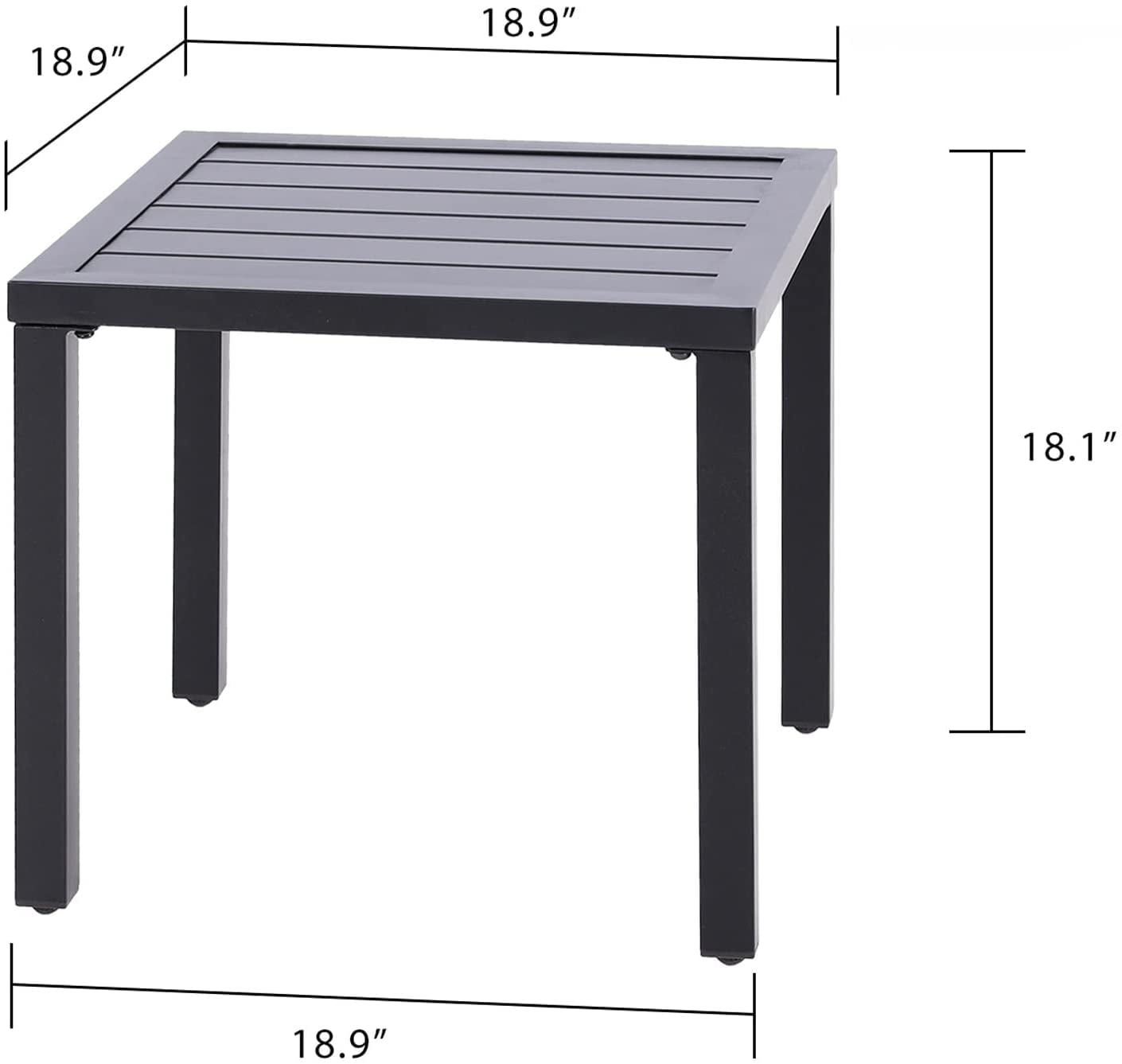 SUMMIT LIVING Outdoor Metal Square Side Table, Patio Coffee Bistro End Table, Black