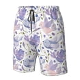 thumbnail image 4 of Balery Lavender Flowers Traje de Baño Estilo Hawaiano para Hombre, Shorts de Secado Rápido con Bolsillos-Small, 4 of 6