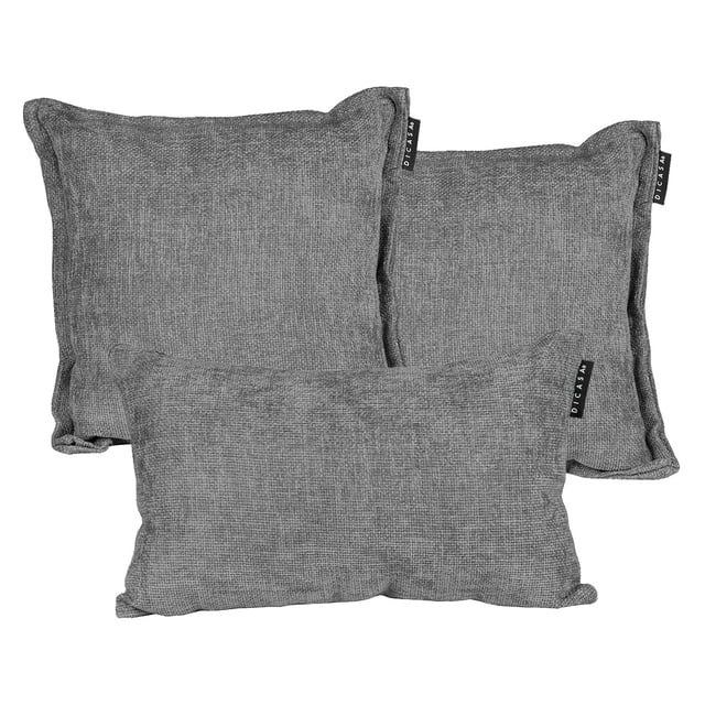 Set de 3 Cojines (2 Cuadrados + 1 Rectangular) Manhattan Gris Oscuro