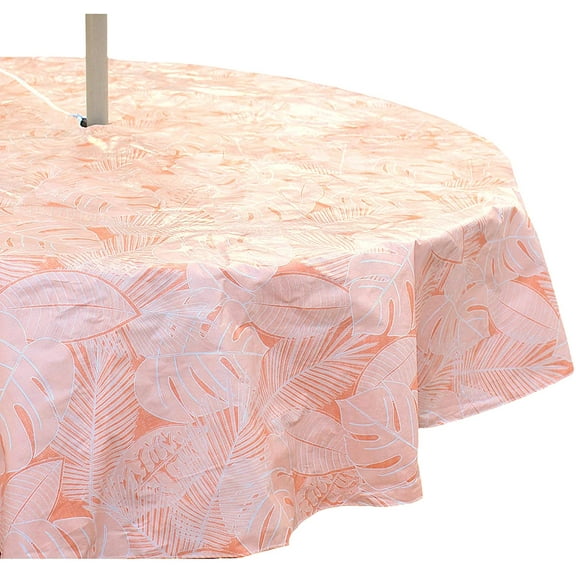 Elrene Home Fashions 70" x 70" Outdoor Summer Palm Leaf Vinyl Tablecloth