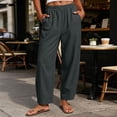 thumbnail image 2 of Womens Straight Leg Jeans New Women’s Elastic Waist Pants, Wide Leg Casual Long Pants, Lightweight Relaxed Fits Bottoms with Pockets, 2 of 6