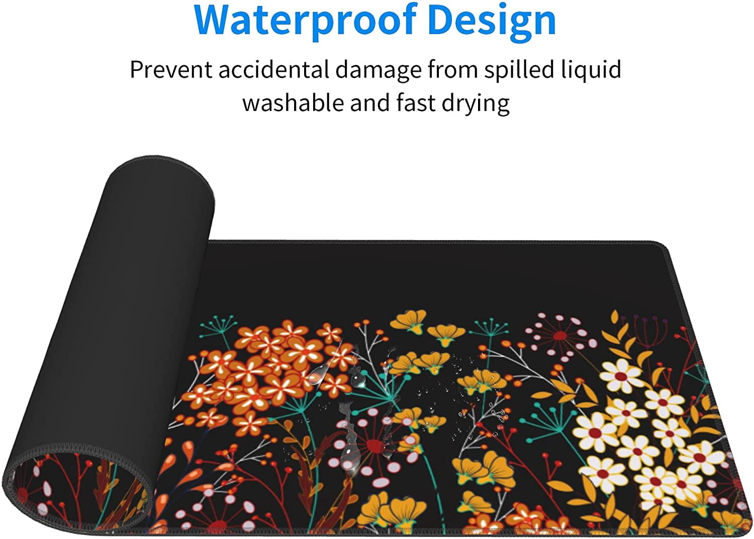 Extended Gaming Mouse Pad (31.5x12 in), Large Stable Rubber Base Mousepad with Stitched Edges, Keyboard Mouse Mat Desk Pad for Work, Game, Office, Home - Beautiful Floral