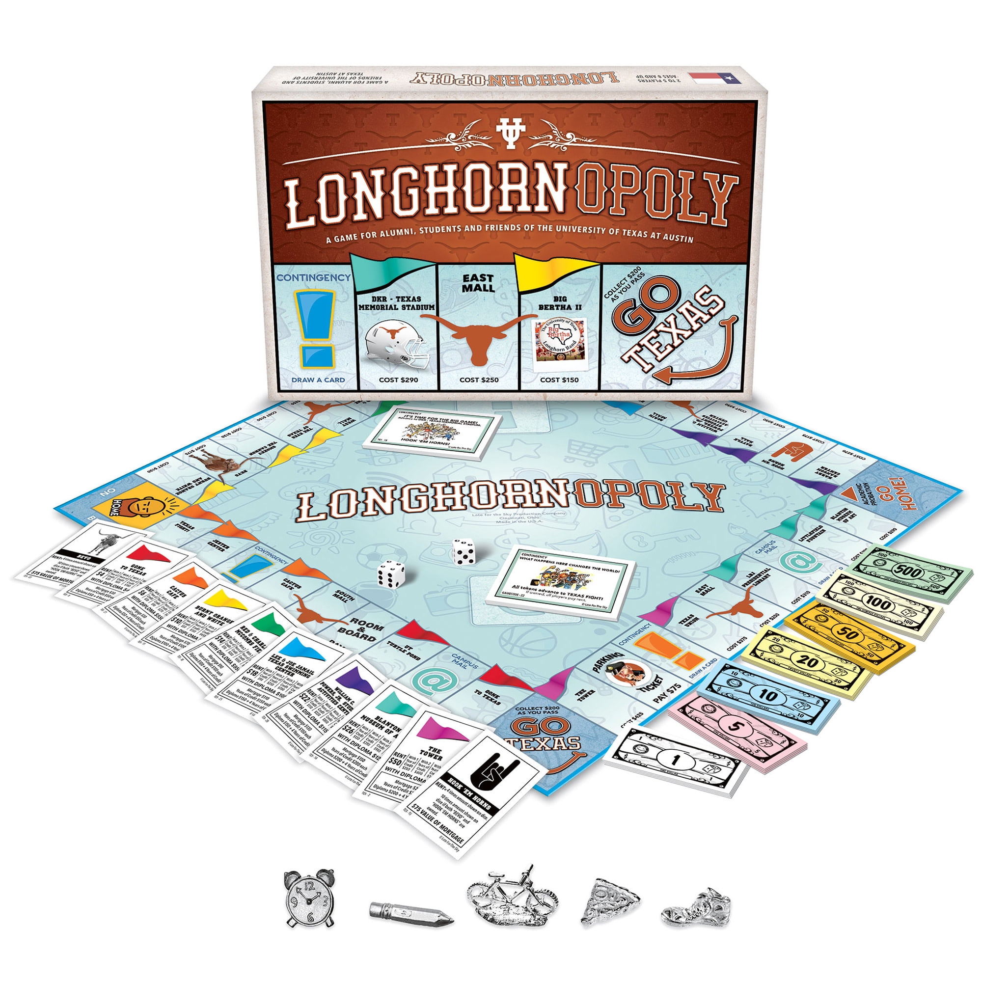 Late For The Sky: Longhorn-Opoly - University of Texas Themed Family Board Game, Opoly-Style, Traditional Play Or 1 Hr Version, Ages 8+, 2-5 Players
