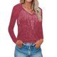 thumbnail image 1 of Blusa holgada informal de manga larga con cuello en V y color liso para mujer a la moda Pompotops  gfhjh11999, 1 of 5