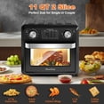 thumbnail image 4 of 11QT Compact Air Fryer Toaster Oven, 1000W Convection Countertop Oven with Reference Menus, 2-Slice Toaster, Adjustable Time & Temperature, Ideal for Singles & Couples, Black, 4 of 14