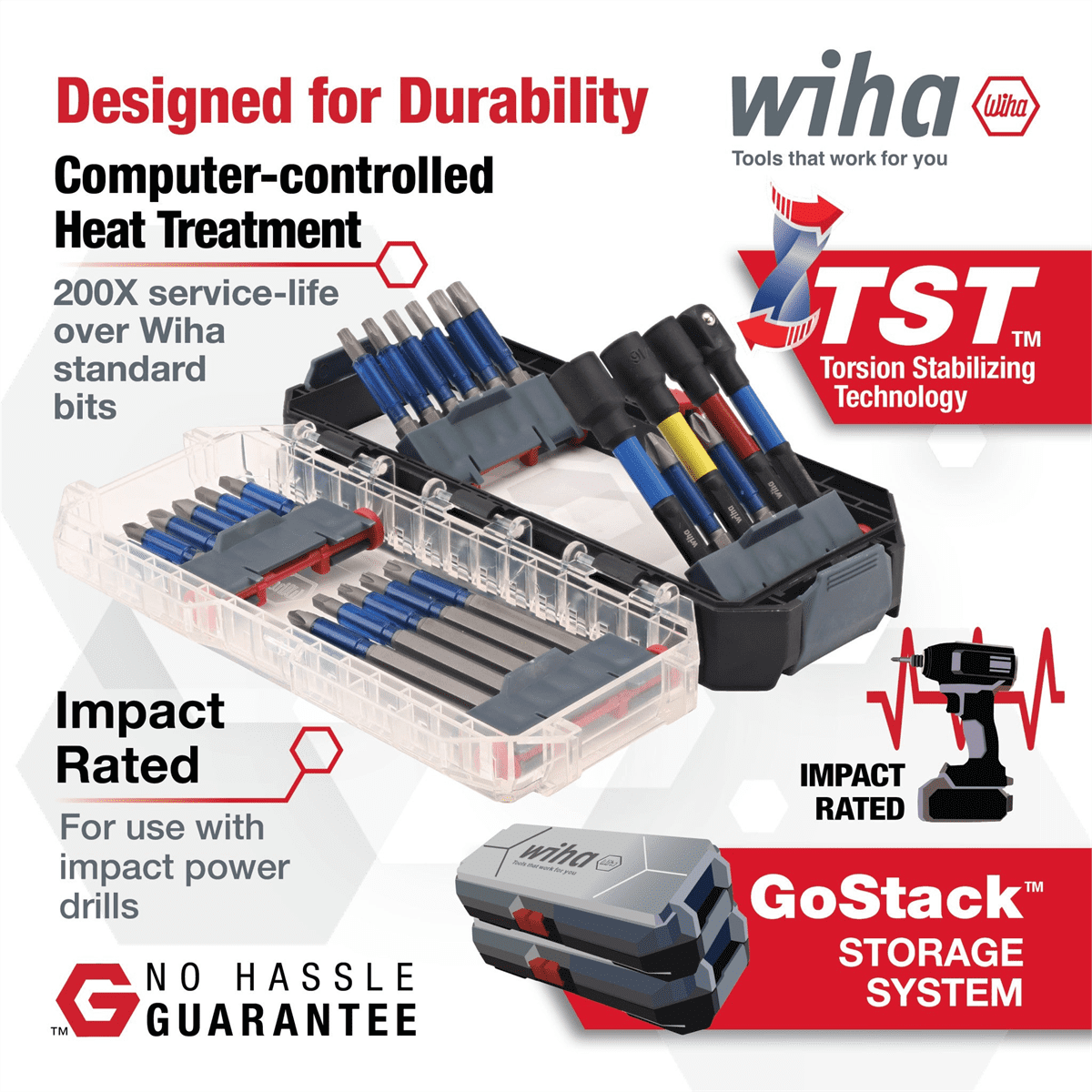 Wiha Tools 24 Piece GoStack TerminatorBlue Impact Bit Set with Nut Setters and Adapter