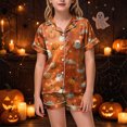 thumbnail image 2 of UAYOTSE Silky Button‑Up Satin Pajama for Kids Girls, Collared Short Sleeve Top plus Matching Shorts, Relaxed‑Fit Indoor Loungewear Outfit Size 4-5 Years, 2 of 6