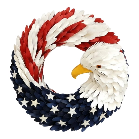 250Th Anniversary Eagle Wreath, 15.7In Eagle Wreaths for Front Door, Brave Wings Wreath Flag for Renewed 4Th of July Independence Day Decor