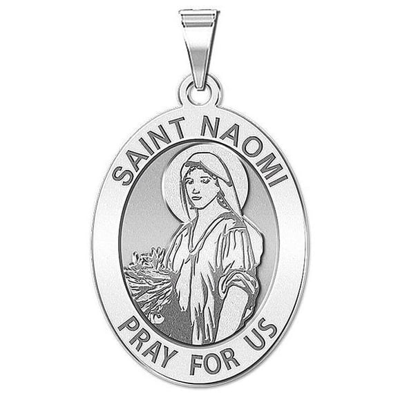 Saint Naomi OVAL Religious Medal - 2/3 x 3/4 in Size of Nickel, Sterling Silver