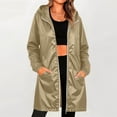 thumbnail image 2 of Hooded Jacket Women Plus Size Lightweight Waterproof Long Sleeve Solid Color Rain Jacket Hoodies for Outdoor Hiking Travel with Pockets, 2 of 10