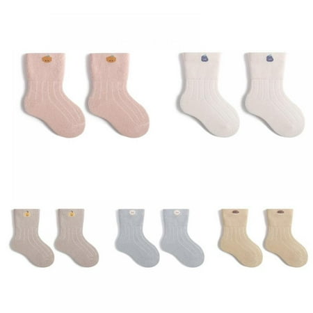 

Baywell 5 Pairs Toddler Crew Socks Mid Cut Kids Socks Mid Calf Toddler Socks 1-3Y