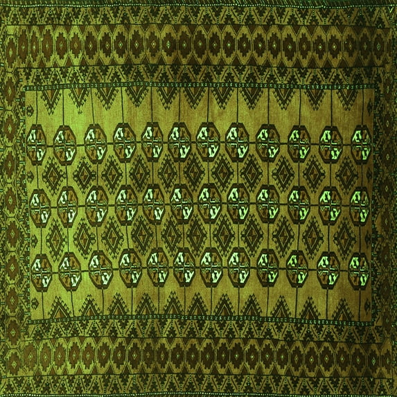Ahgly Company Indoor Square Southwestern Green Country Area Rugs, 4' Square