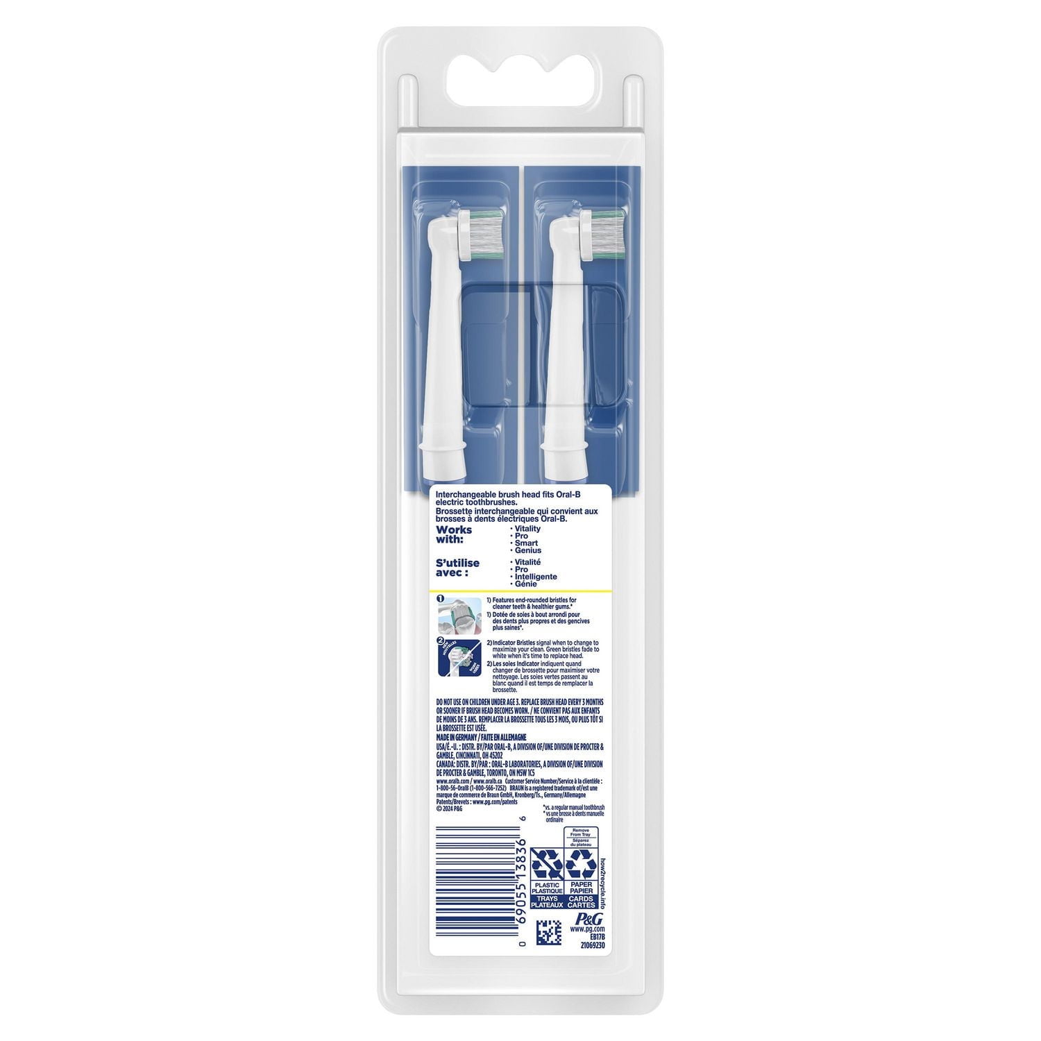 Brossettes de rechange pour brosse à dents électrique Oral-B Nettoyage quotidien