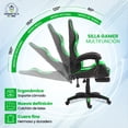 thumbnail image 4 of Silla Gamer/escritorio Ergonómica Reclinable Negro-verde Color Verde Material Del Tapizado Cuero Sintético, 4 of 6