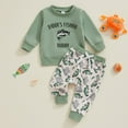 thumbnail image 2 of HCNTES Toddler Baby Girl Clothes 6 12 18 24 Months Fall Outfits Long Sleeves Sweatshirt Tops Pants Set 1-6T, 12-18 Months Green, 2 of 9
