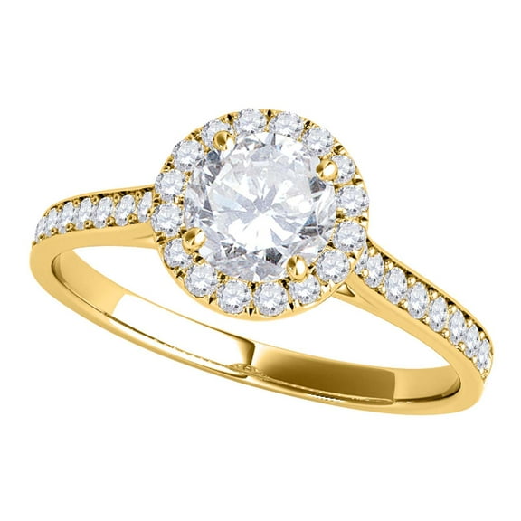 Mauli Jewels Engagement Rings for Women 0.75 Carat Halo Diamond Wedding Engagement Ring 4-prong 14k Solid Yellow Gold