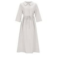 thumbnail image 4 of Women's Summer Solid Color Shirt Dress - Quarter Sleeve, Belted, Loose Comfortable, Mid-Length - S-XXXL, 4 of 6