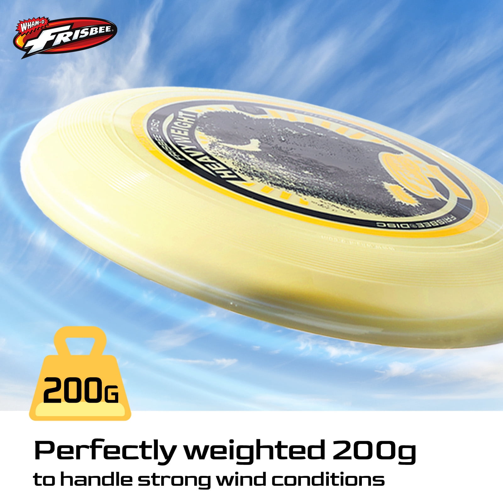 Wham-O Frisbee Heavyweight 200g, 11 Inch Long Distance and Durable Disc for Outdoor Activities, Stable Flying for Family Fun - 2 Pack