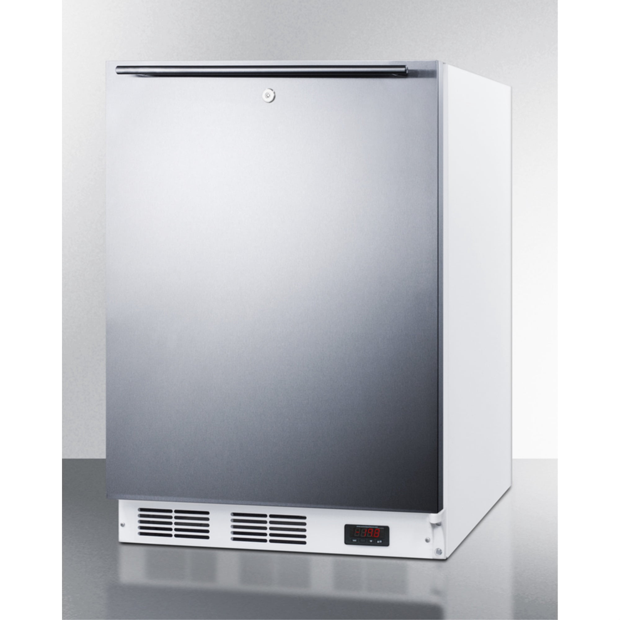 Accucold VT65MLSSHHADA 24 in. Wide ADA Height -25 deg C Manual Defrost All Freezer with Lock, Stainless Steel