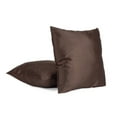 thumbnail image 1 of Pack of 2 Solid Faux Silk Square Decorative Pillow Covers/Shams with Zipper Closure - (20"x20", Espresso), 1 of 2