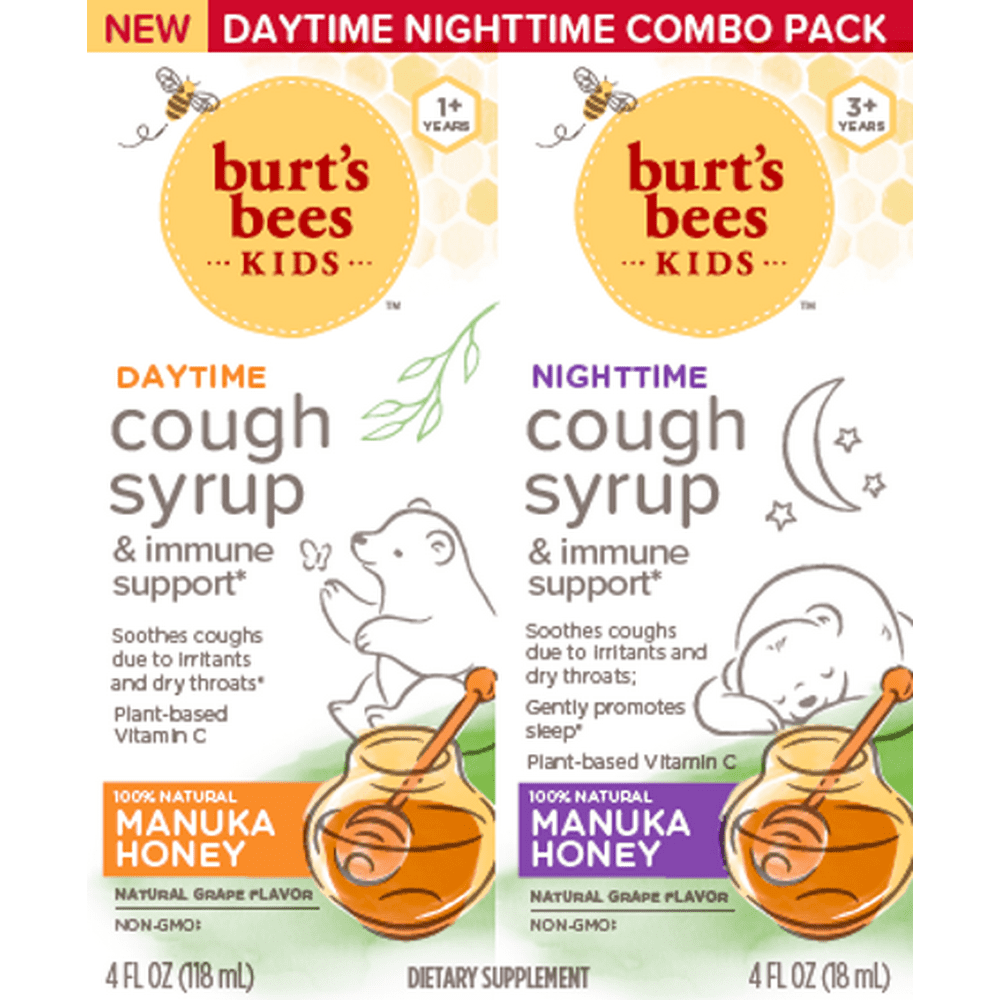 Burt's Bees Kids Cough Syrup Combo Pack, Grape Flavor, 8 fl oz