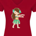 thumbnail image 4 of Inktastic Brown Haired Hula Girl Women's V-Neck T-Shirt, 4 of 5