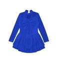 thumbnail image 5 of iEFiEL Girls Long Sleeve Dance Skirted Leotard Figure Ice Skating Gymnastics Leotard Dress Ballerina Dancewear Royal Blue 8, 5 of 7