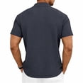 thumbnail image 5 of Mens Polo Shirts Solid Color Summer Casual Knit Short Sleeve Button Down with Pattern Business Collar Breathable Golf T Shirts for Man Navy L, 5 of 7