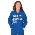 thumbnail image 3 of Worlds Okayest Kid Son Daughter Funny Unisex Fleece Graphic Zip Up Hoodie Brisco Brands 5X, 3 of 5