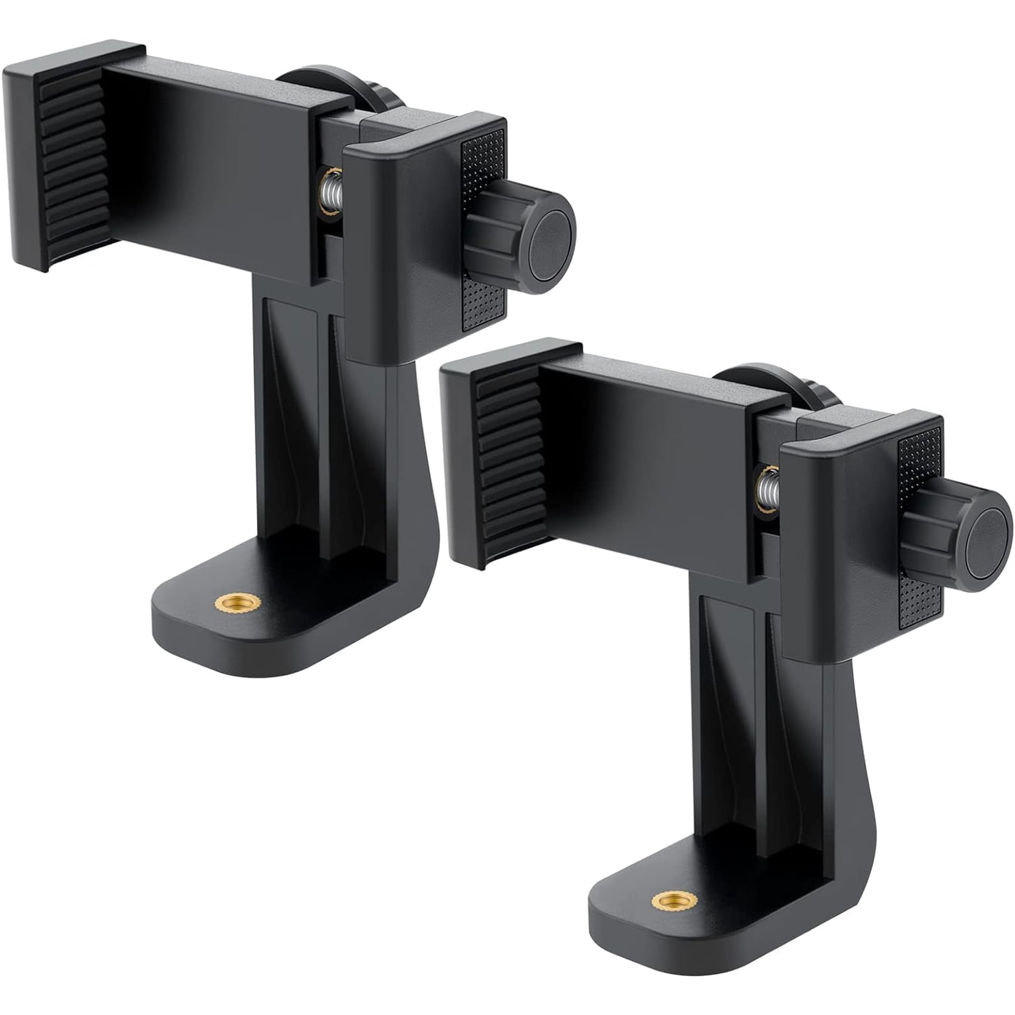 Acuvar 2 Pack Premium Smartphone Holder/Vertical and Horizontal Tripod Mount Adapter Rotatable Bracket with 1/4 inch Screw/Adjustable Clip for iPhone, Android Cell Phone, Selfie Stick, Camera Stand