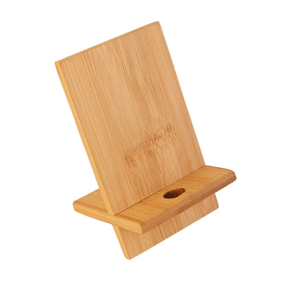 Yammee Desk Cell Phone Stand Holder Phone Cradle Sturdy Bamboo Cradle Dock With Hole
