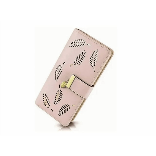 Cartera Larga Para Mujer De Cuero Calado De Moda Y Generoso Xtellar rosa