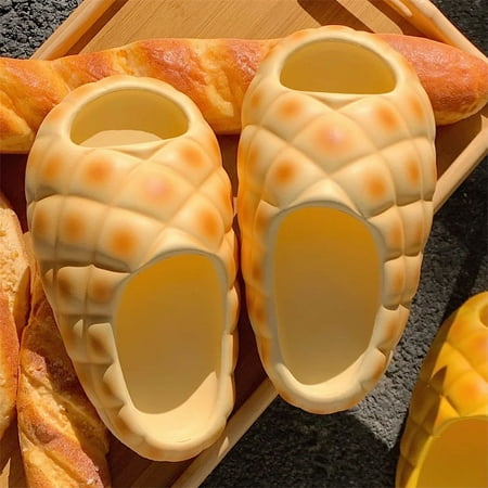 Bread slippers women Cartoon cute Kawaii Flip Flops summer sandals Non Slip Home House shoes Men Male Ladies Female new 2024