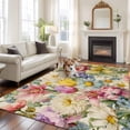 thumbnail image 2 of Area Rug for Living Room, Spring Floral Non-Slip Indoor Large Carpet for Bedroom/Dining Room, Farmhouse Elegant Flowers Vintage Art Washable Low-Profile Rectangle Floor Runner Rugs - 5 x 8 Ft, 2 of 8