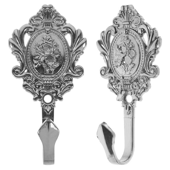 Raindrops  2 Pcs Swag Zinc Alloy Wall Hook Rose Carve Design