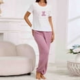 thumbnail image 4 of Nmnitkp Pajamas for Women Set Sleep Aid Womens Pajamas Comfortable Women Fashion Leisure Love Round Neck Short Sleeve Pajamas Trousers Home Service Two-piece Suit, 4 of 7