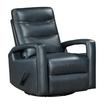 Maklaine Faux leather Swivel Glider Reclining Chair in Navy Blue