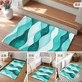 thumbnail image 6 of 2x3 Door Mat Rug, Turquoise Stripes Non-Skid Rubber Backing Large Rectangle Rugs - Living Room Bedroom Home Office, Vintage Farmhouse Ripple Texture Art Indoor Floor Mat Carpets Washable Rug, 6 of 9