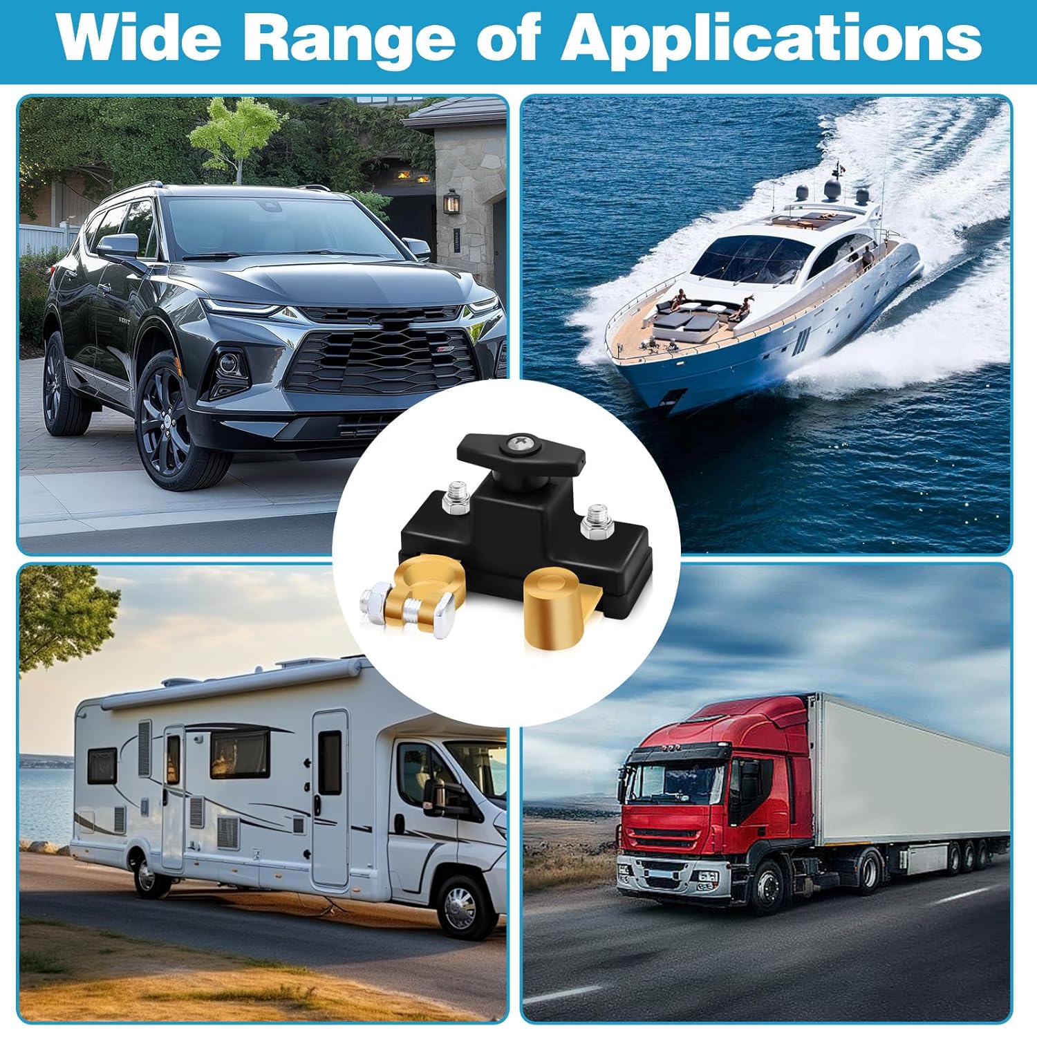 2Pcs Car Battery Power Cut-Off Switch Breaker Pure Copper, Smart Car Battery Disconnect Stable Transmission Switch Supplies, High Conductivity Disconnect Heavy Duty for Truck Boat Rv